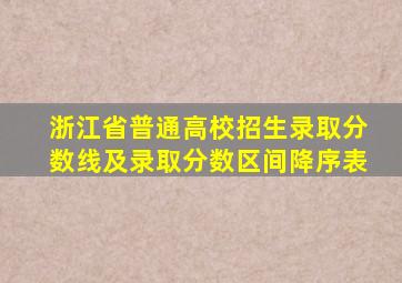 浙江省普通高校招生录取分数线及录取分数区间降序表