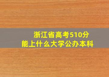 浙江省高考510分能上什么大学公办本科