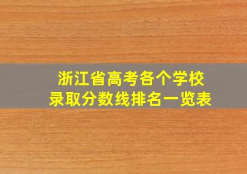 浙江省高考各个学校录取分数线排名一览表