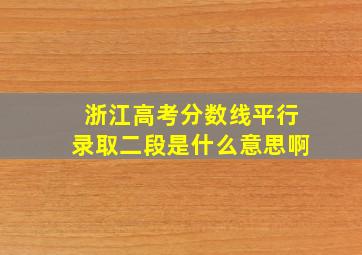 浙江高考分数线平行录取二段是什么意思啊