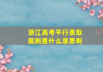 浙江高考平行录取规则是什么意思啊