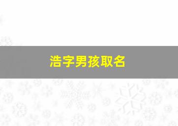 浩字男孩取名