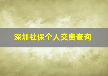 深圳社保个人交费查询