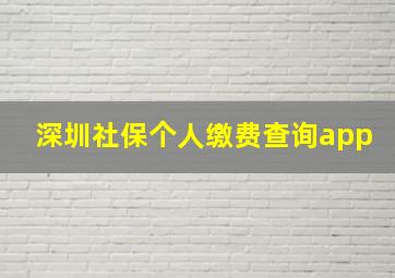 深圳社保个人缴费查询app