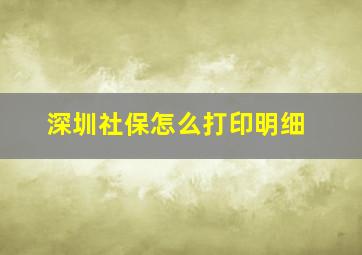 深圳社保怎么打印明细