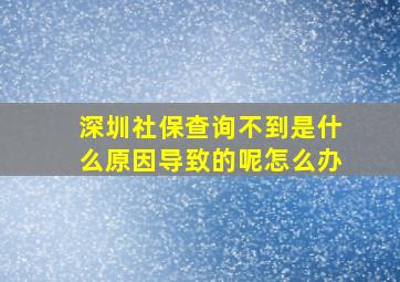 深圳社保查询不到是什么原因导致的呢怎么办