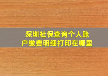 深圳社保查询个人账户缴费明细打印在哪里