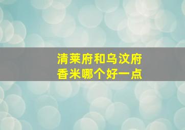 清莱府和乌汶府香米哪个好一点