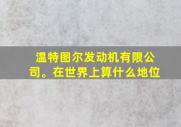 温特图尔发动机有限公司。在世界上算什么地位