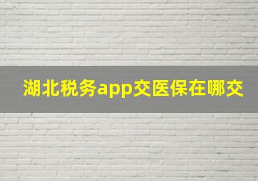 湖北税务app交医保在哪交