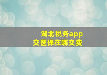 湖北税务app交医保在哪交费