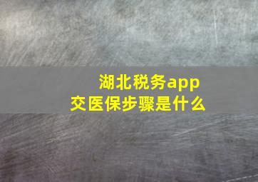 湖北税务app交医保步骤是什么