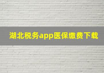 湖北税务app医保缴费下载