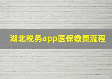 湖北税务app医保缴费流程