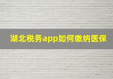 湖北税务app如何缴纳医保