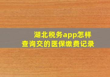 湖北税务app怎样查询交的医保缴费记录