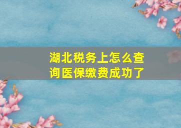 湖北税务上怎么查询医保缴费成功了