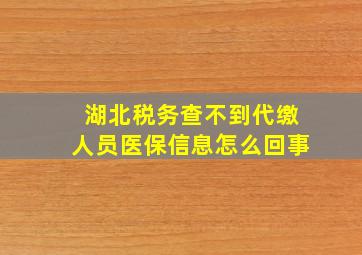 湖北税务查不到代缴人员医保信息怎么回事