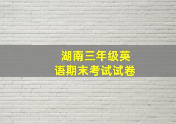 湖南三年级英语期末考试试卷