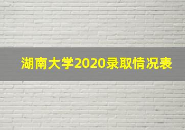 湖南大学2020录取情况表