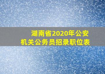 湖南省2020年公安机关公务员招录职位表