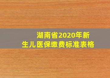 湖南省2020年新生儿医保缴费标准表格