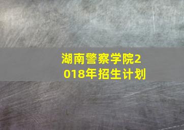 湖南警察学院2018年招生计划