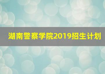 湖南警察学院2019招生计划