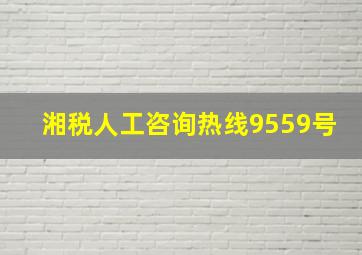 湘税人工咨询热线9559号