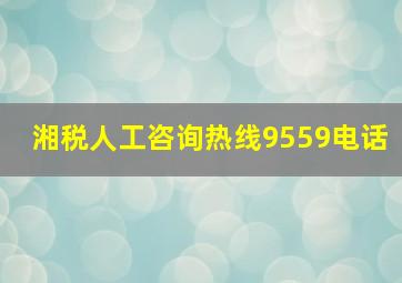 湘税人工咨询热线9559电话