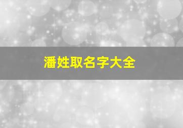 潘姓取名字大全