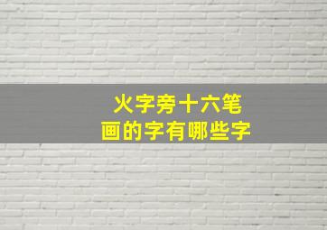 火字旁十六笔画的字有哪些字