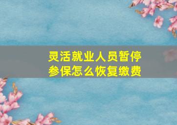 灵活就业人员暂停参保怎么恢复缴费