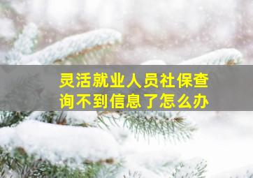 灵活就业人员社保查询不到信息了怎么办