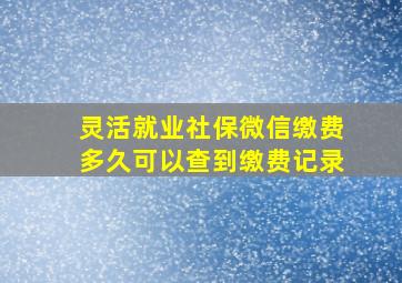 灵活就业社保微信缴费多久可以查到缴费记录