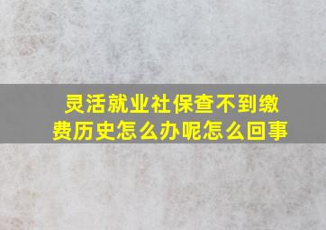 灵活就业社保查不到缴费历史怎么办呢怎么回事