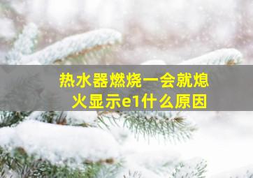 热水器燃烧一会就熄火显示e1什么原因