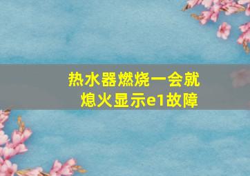 热水器燃烧一会就熄火显示e1故障