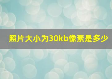 照片大小为30kb像素是多少