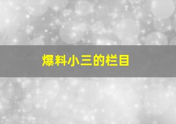 爆料小三的栏目