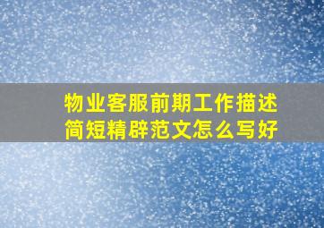 物业客服前期工作描述简短精辟范文怎么写好