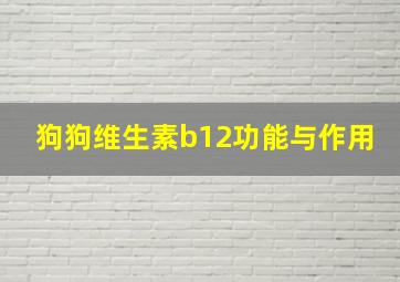 狗狗维生素b12功能与作用