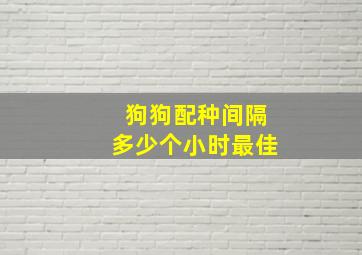 狗狗配种间隔多少个小时最佳