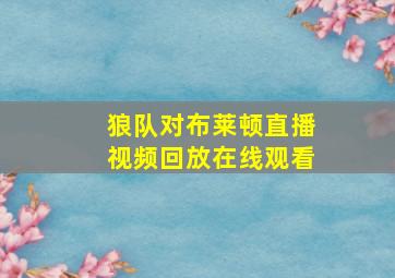 狼队对布莱顿直播视频回放在线观看