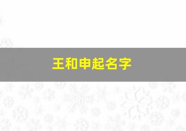 王和申起名字