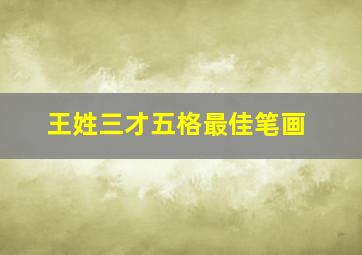 王姓三才五格最佳笔画