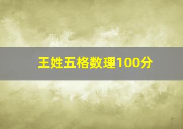 王姓五格数理100分