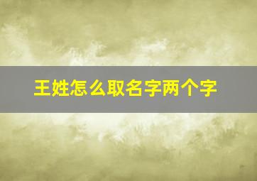 王姓怎么取名字两个字