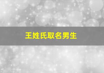 王姓氏取名男生