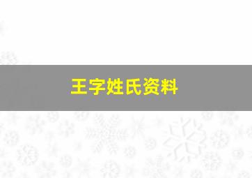 王字姓氏资料